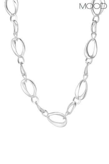 Mood Silver Polished Organic Link T Bar Necklace (Q35876) | £20