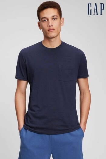 Gap Dark Blue Organic Cotton Short Sleeve Pocket Crew Neck T-Shirt (Q35936) | £18