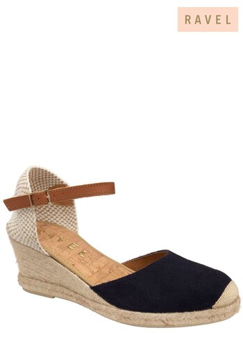 Ravel Blue Suede Leather Wedge Espadrille (Q35971) | £75