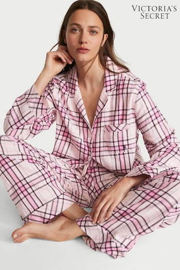 Victoria's Secret Purest Pink Tartan Flannel Long Pyjamas (Q35989) | £49