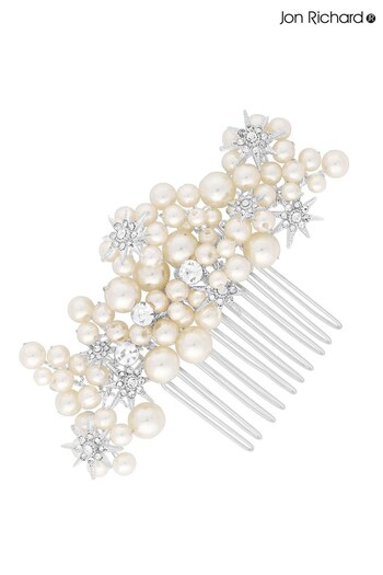 Jon Richard Silver Plated Silver Plated Star And Pearl Hair Comb - Gift Pouch (Q36014) | £45