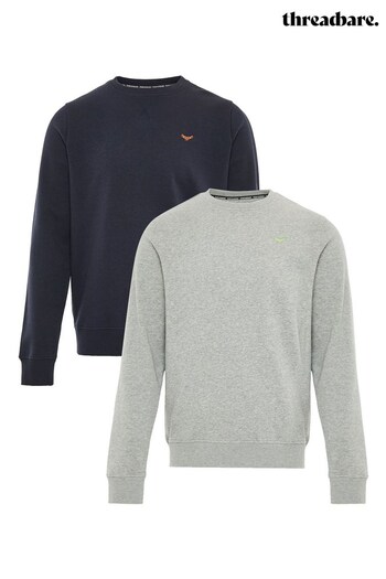 Threadbare Grey 2 Pack Crew Neck Sweatshirts (Q36120) | £38