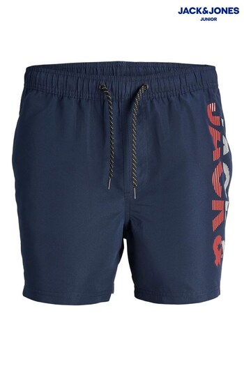 JACK & JONES JUNIOR Blue Swim ripped Shorts (Q36134) | £15