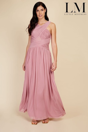 Little Mistress Rose Pink Quartz Crossover Detail Maxi Bridesmaid Dress (Q36137) | £115