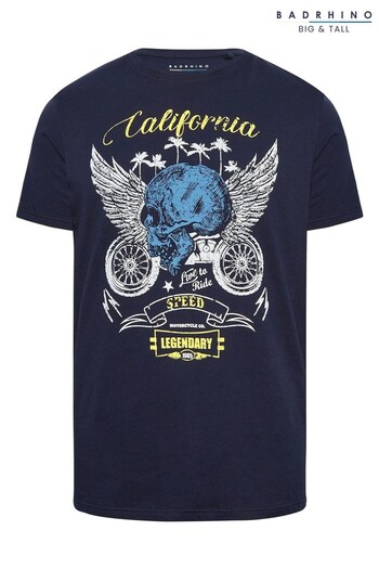 BadRhino Big & Tall Blue Cali Skull Bike T-Shirt (Q36186) | £17