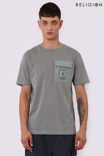 Religion Green Regular Fit T-Shirt With Flap Pocket (Q36291) | £43