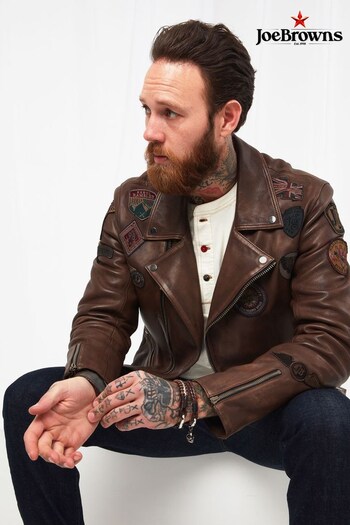 Joe Browns Brown Fully Loaded Leather Jacket (Q36363) | £245
