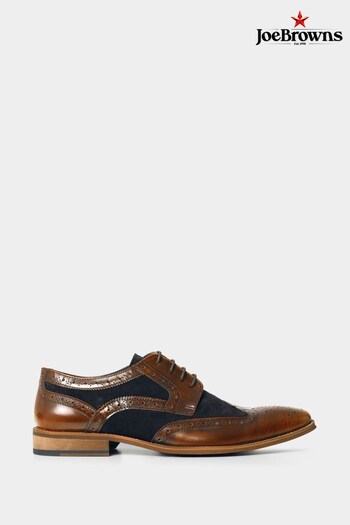 Joe Browns Brown Dapper High Shine Leather And Suede Brogue Shoes 3030-03410-00189-1075 (Q36367) | £80
