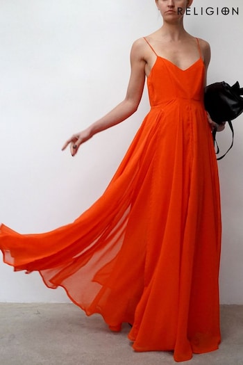 Religion Orange Infamous Olsen Full Layer Maxi Dress (Q36524) | £100