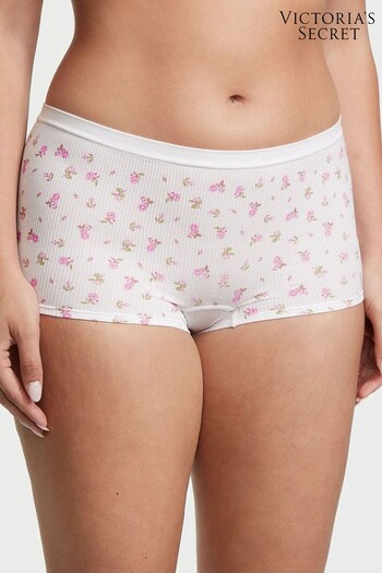 Victoria's Secret White Ditzy Floral Printed Waffle Short Knickers (Q36537) | £9