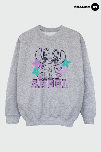 Brands In Grey Lilo & Stitch Angel Girls Heather Grey Sweatshirt (Q36601) | £24