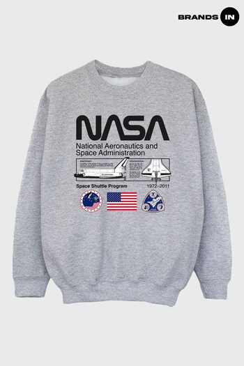 Brands In Grey NASA Space Admin Girls Heather Grey Sweatshirt (Q36603) | £24.50