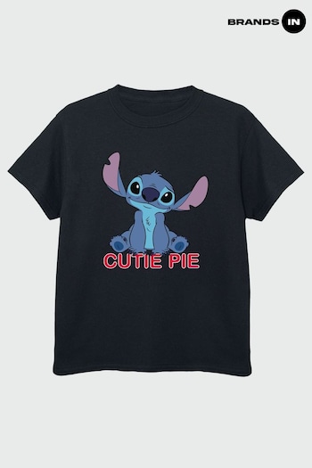Brands In Black Brands In Lilo & Stitch Cutie Pie Girls Black T-Shirt (Q36605) | £18