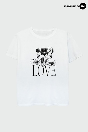 Brands In White Minnie And Mickey Mouse Love Girls White  Disney T-Shirt (Q36606) | £17.50