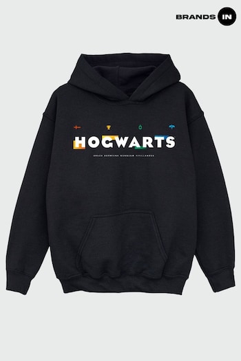 Brands In Black Harry Potter Hogwarts Icons Girls Black Hoodie (Q36610) | £31