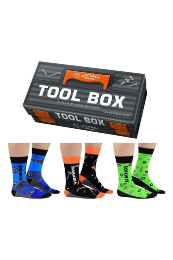 Cockney Spaniel Blue Multi Tool Box Socks (Q36635) | £17