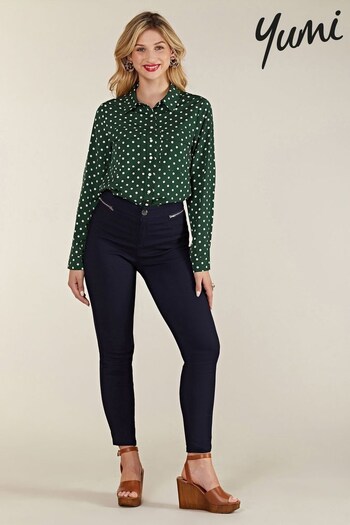 Yumi Navy Blue Stretch Jegging With Zip Detail (Q36684) | £50