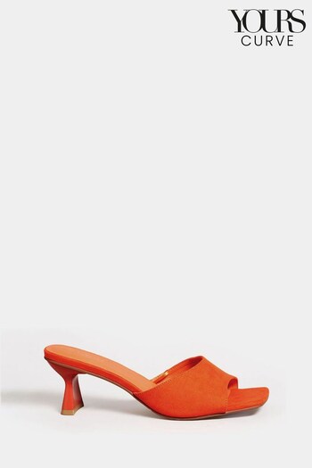 Yours Curve Orange Extra-Wide Fit Kitten Heel Mule (Q36780) | £36