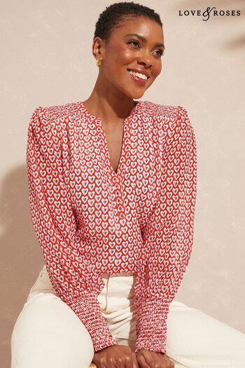 Blazers & Jackets Red Heart Sheer V Neck Long Sleeve Over The Head Blouse (Q36845) | £32