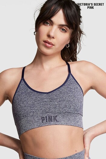 Victoria's Secret PINK Midnight Navy Blue Marl Non Wired Lightly Lined Seamless  Sports Bra (Q36901) | £26
