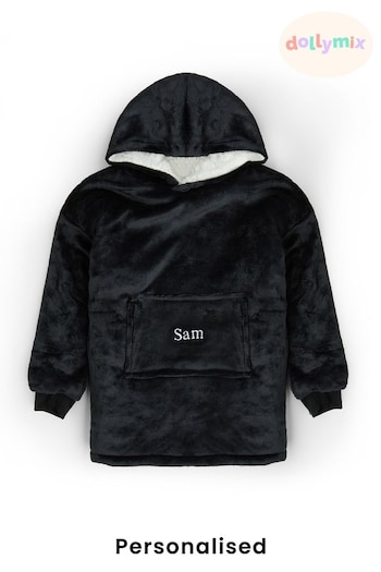 Personalised Kids Oversized Reversible Sherpa Hoodie by Dollymix (Q37013) | £24
