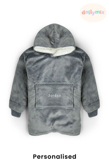 Personalised Kids Oversized Reversible Sherpa Hoodie by Dollymix (Q37014) | £24