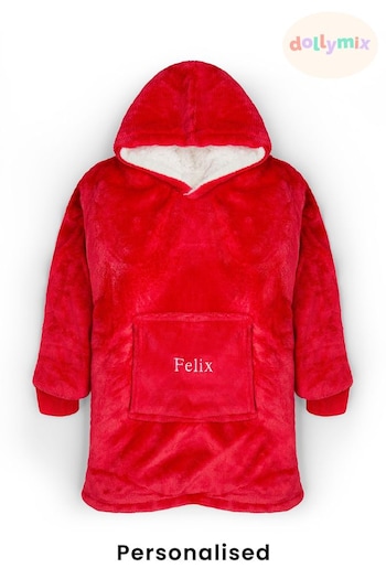 Personalised Kids Oversized Reversible Sherpa Hoodie by Dollymix (Q37015) | £24