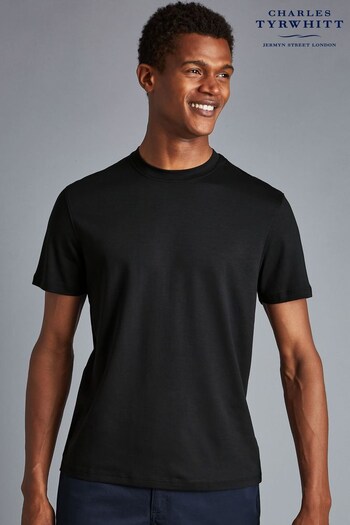 Charles Tyrwhitt Black Cotton  Jersey Short Sleeve Tyrwhitt T-Shirt (Q37099) | £30