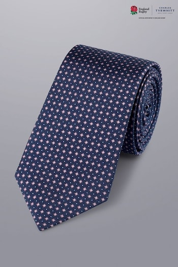 Charles Tyrwhitt French Blue Mini Print Silk Slim Tie (Q37126) | £35