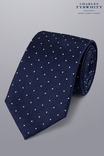Charles Tyrwhitt Petrol Blue Spot Silk Stain Resistant Tie (Q37129) | £35