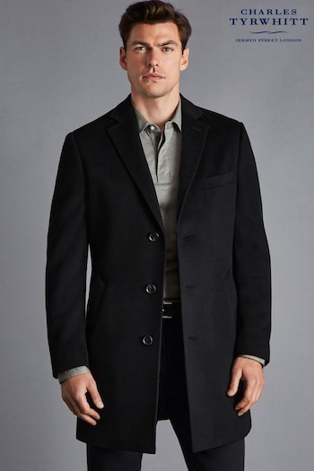 Charles Tyrwhitt Black Pure Wool Overcoat (Q37135) | £199.95