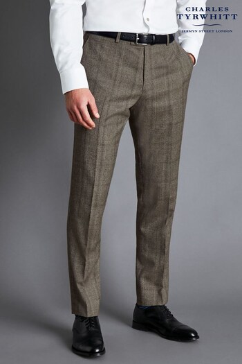 Charles Tyrwhitt Oatmeal Prince Of Wales Check Slim Fit Suit Trouser (Q37139) | £130