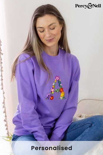 Personalised Initial Floral Sweatshirt by Percy & Nell (Q37370) | £36