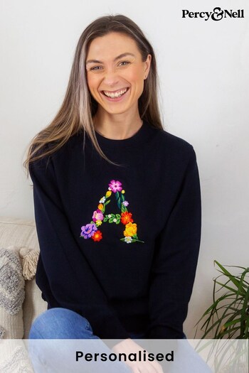 Personalised Initial Floral Sweatshirt by Percy & Nell (Q37371) | £36