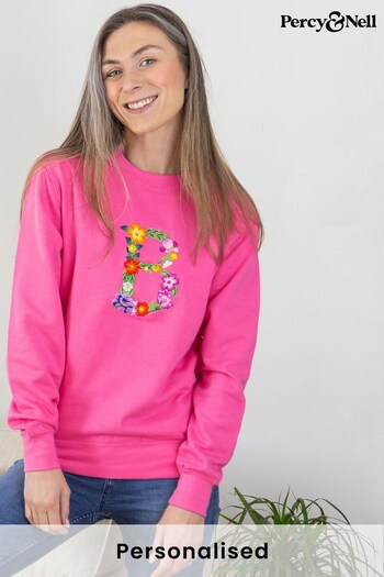 Personalised Initial Floral Sweatshirt by Percy & Nell (Q37372) | £36
