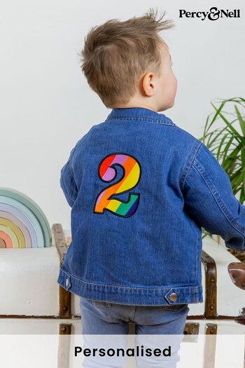 Rainbow Embroidered Number Organic Denim Jacket by Percy & Nell (Q37373) | £26