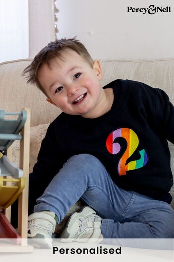 Rainbow Embroidered Number Sweatshirt by Percy & Nell (Q37375) | £26