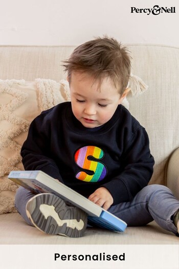Rainbow Embroidered Initial Sweatshirt by Percy & Nell (Q37376) | £26