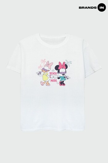 Brands In WHITE Minnie Mouse Daisy Duck Beach Mode Girls White T-Shirt (Q37414) | £17.50