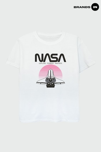 Brands In WHITE NASA Space Shuttle Sunset Girls White T-Shirt (Q37418) | £18