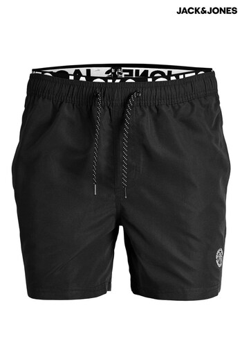 JACK & JONES Black Double Waistband Swim Shorts (Q37419) | £20