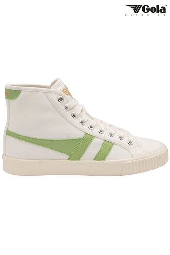 Gola Off White/ Green Ladies' Tennis Mark Cox High Canvas Lace-Up Trainers (Q37456) | £70
