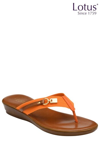 Lotus Footwear Orange Toe-Post Wedge Sandals (Q37466) | £45