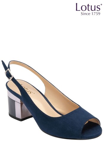 Lotus Footwear Blue Peep-Toe Slingback Court Shoes (Q37475) | £65