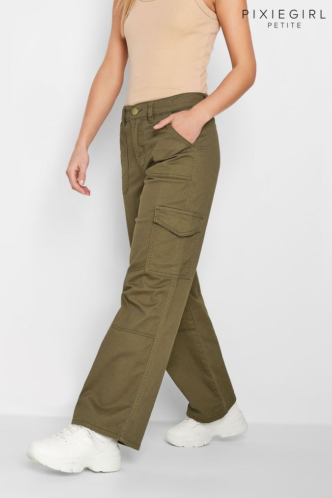 Buy Women s Petite Wide Leg 100 Cotton Trousers Online Next UK