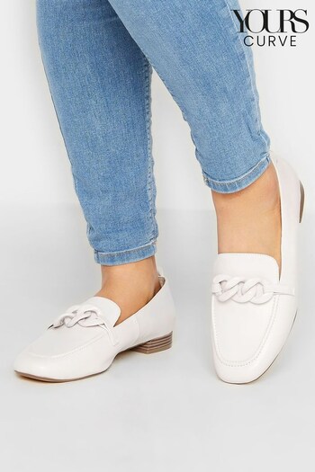 Yours Curve White Wide Fit Chain Loafer (Q37525) | £36