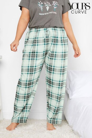 Yours Curve Green Spring Check Wide Leg Pyjama Pant (Q37571) | £17