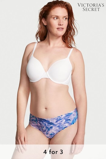 Victoria's Secret Lucky Lilac Soft Marble Blue Scalloped Thong Knickers (Q37686) | £14