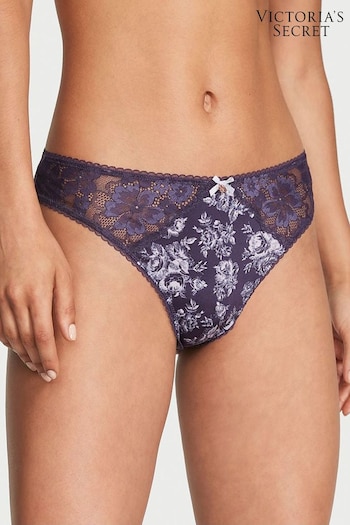Victoria's Secret Valiant Purple Floral Thong Knickers (Q37705) | £14