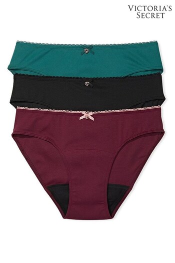 Victoria's Secret Green/Black/Red Bikini Period Knickers Multipack (Q37710) | £49